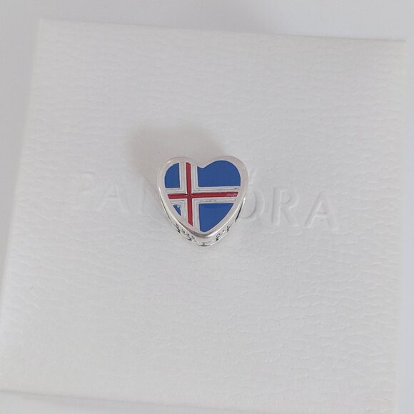 Pandora Iceland Flag Heart Charm Bead S925 Silver with box - Picture 9 of 9
